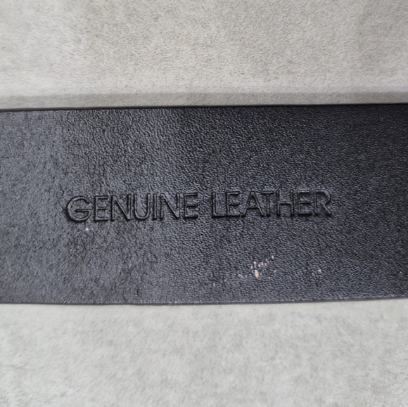 Polo Jeans Co RL belt men's 36 small black leather brushed silver buckle 2110496 - Picture 9 of 16